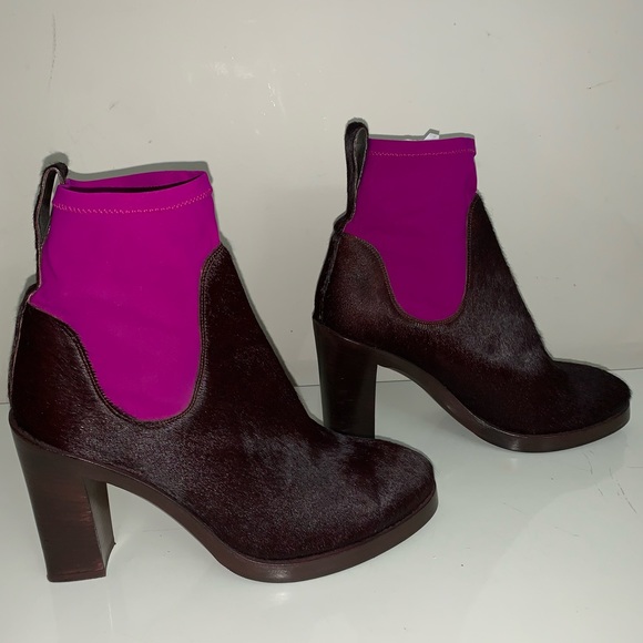 Acne Oxblood Calf hair and Fuchsia Bootie Heels - Picture 2 of 4